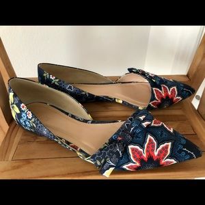 J.Crew floral slip on pointy flats loafers sandals